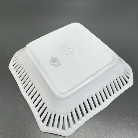 Schwarzenhammer Bavaria Hand Painted Square Reticulated Edge Dish Tray Plate VTG - Picture 7 of 10